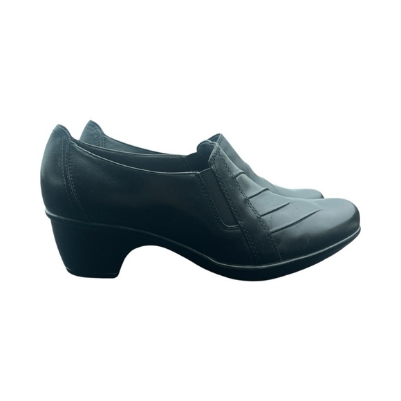 Clarks Partridge Women’s Pleated Leather Slip On Shoes Black Loafers 89487 Sz 7 - Picture 3 of 8